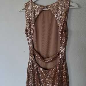 Rose Gold Sequin Mermaid Style Backless Dress